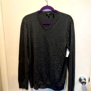 Theory Dark Gray V-Neck Sweater L NWT